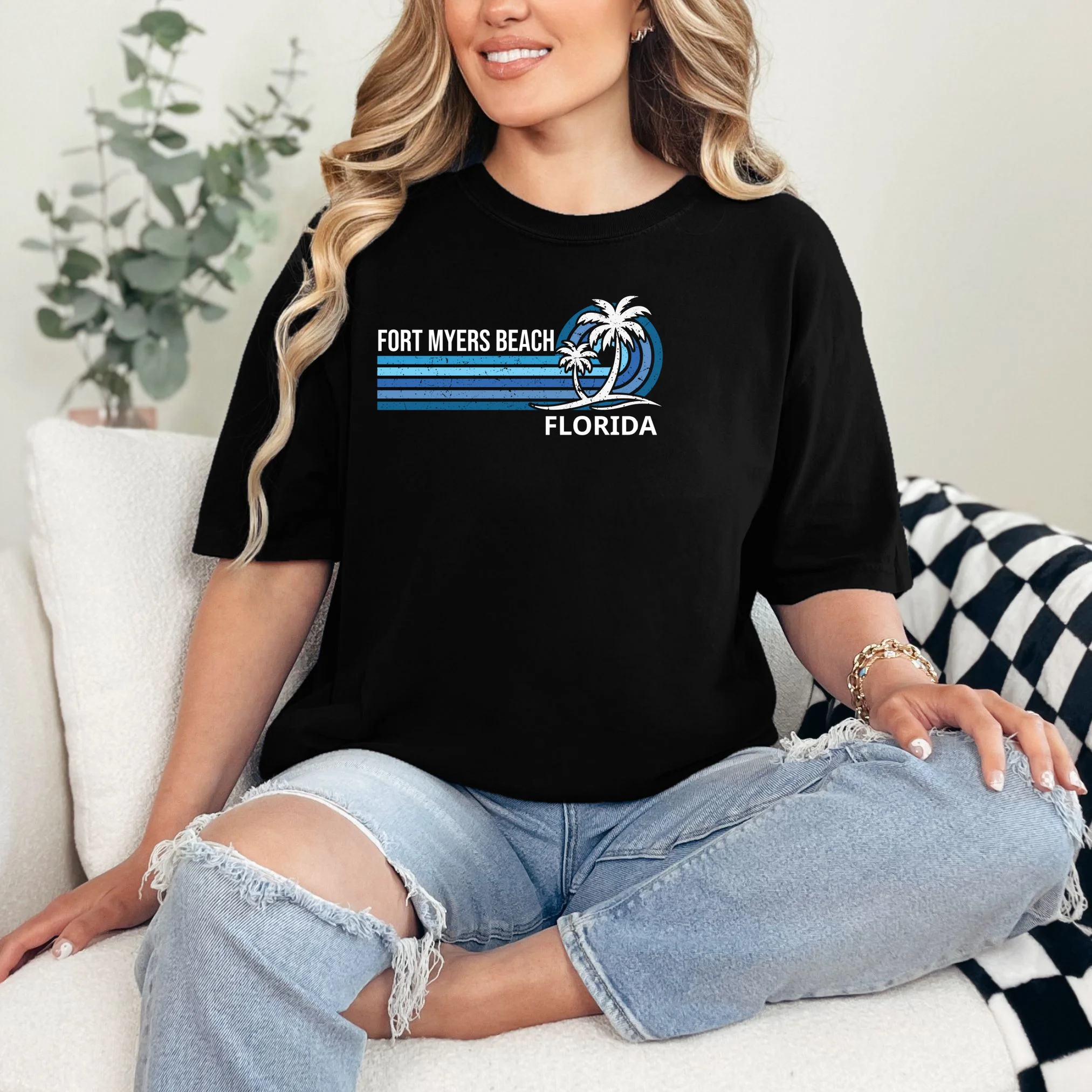 Custom Family Vacation Personalized Beach Gift Retro T-Shirt - Front 1