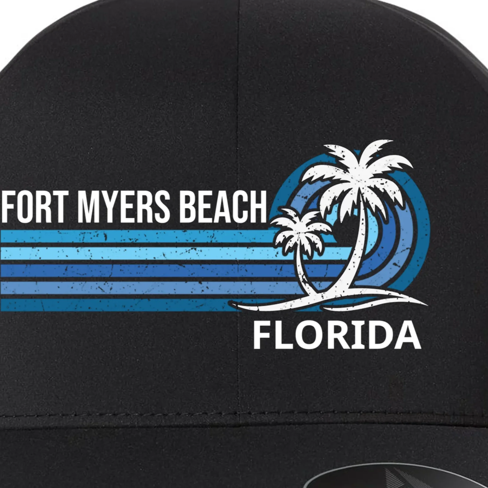 Custom Family Vacation Personalized Beach Gift Retro Flexfit Men's Snapback Hat - Front - Close-up