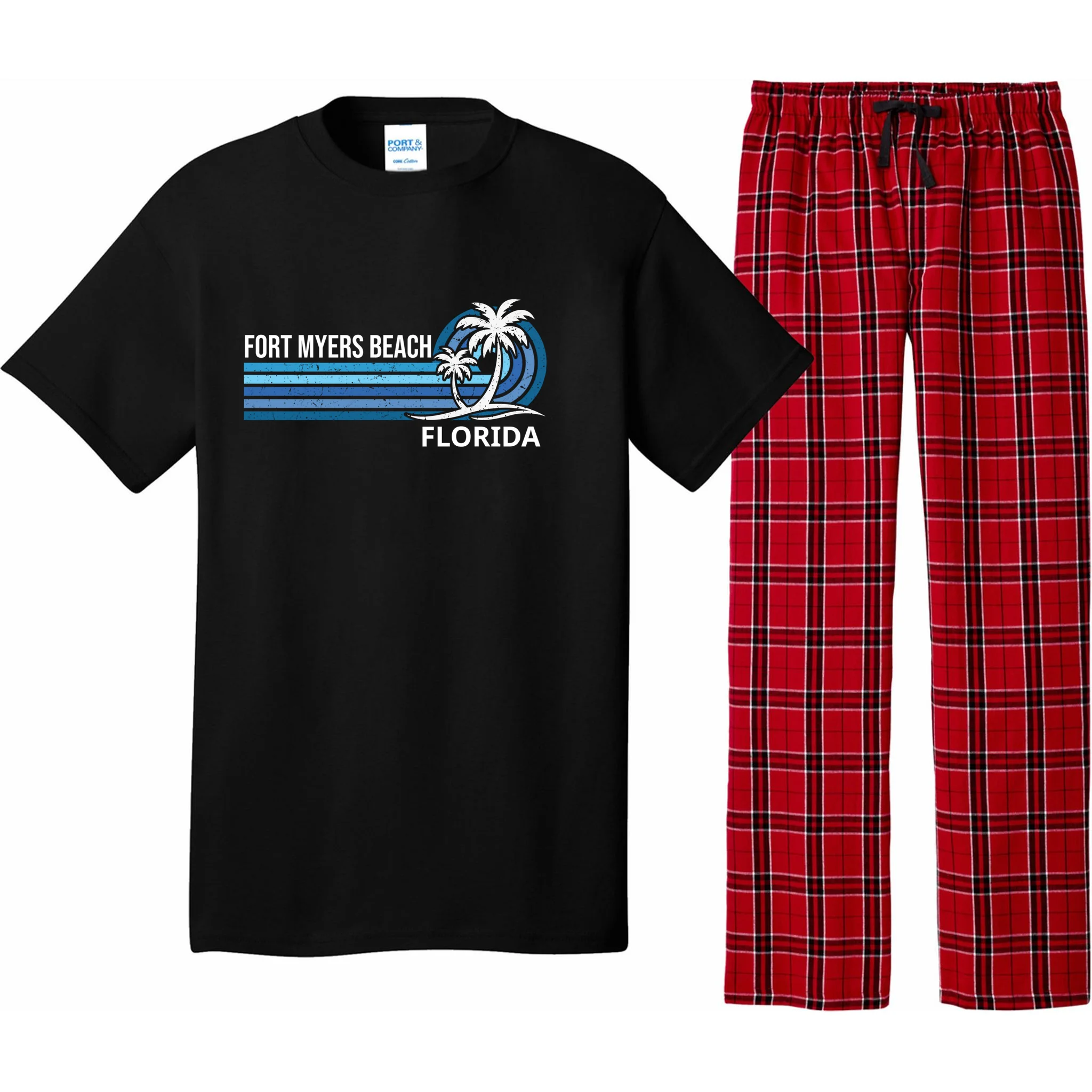 Custom Family Vacation Personalized Beach Gift Retro Men's Pajamas - Front