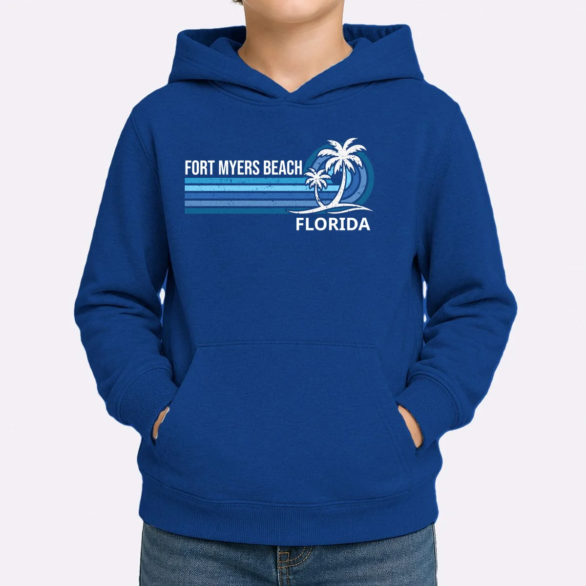Custom Family Vacation Personalized Beach Gift Retro Kids Hoodie - Front 1