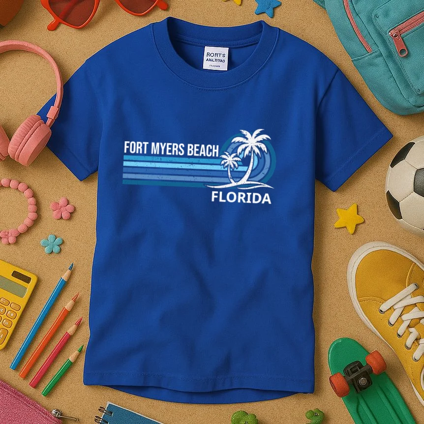 Custom Family Vacation Personalized Beach Gift Retro Kids T-Shirt - Front 2