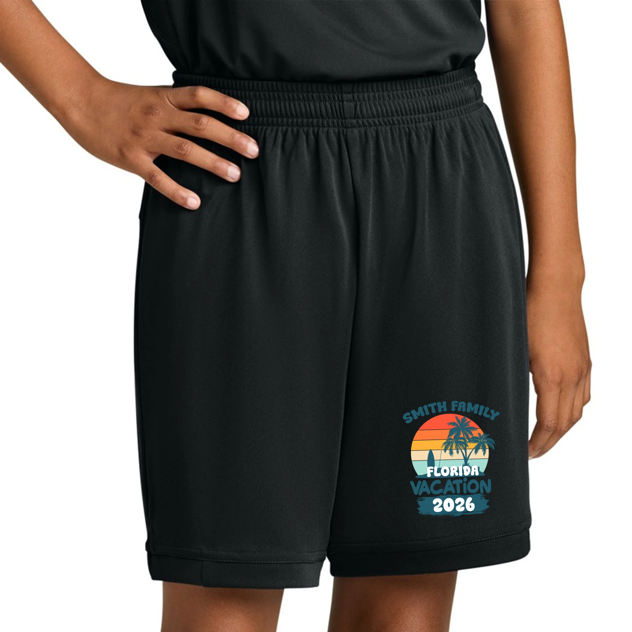 Custom Family Vacation Trip Personalized Kids Shorts - Front 1