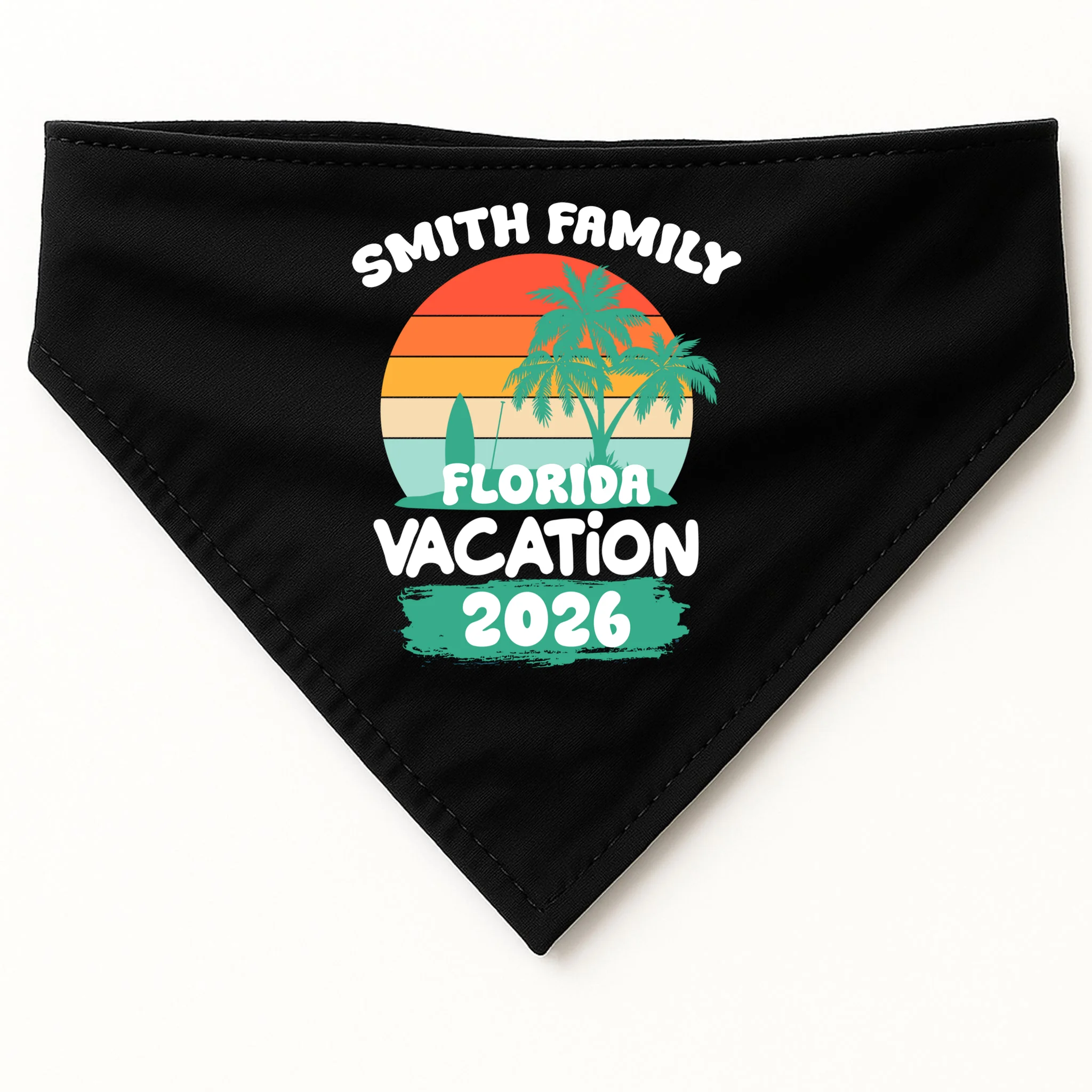Custom Family Vacation Trip Personalized Dog Bandana - Front