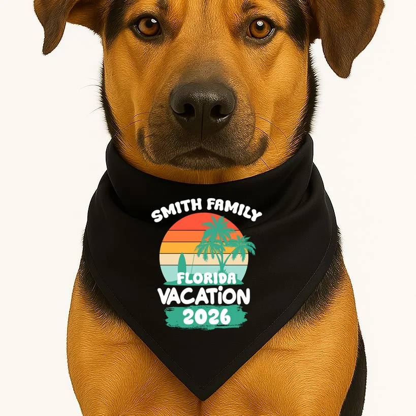 Custom Family Vacation Trip Personalized Dog Bandana - Front 1