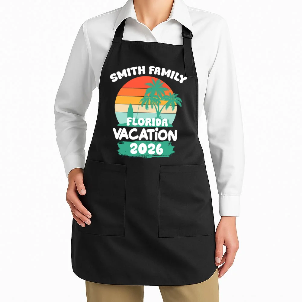 Custom Family Vacation Trip Personalized Apron - Front 1
