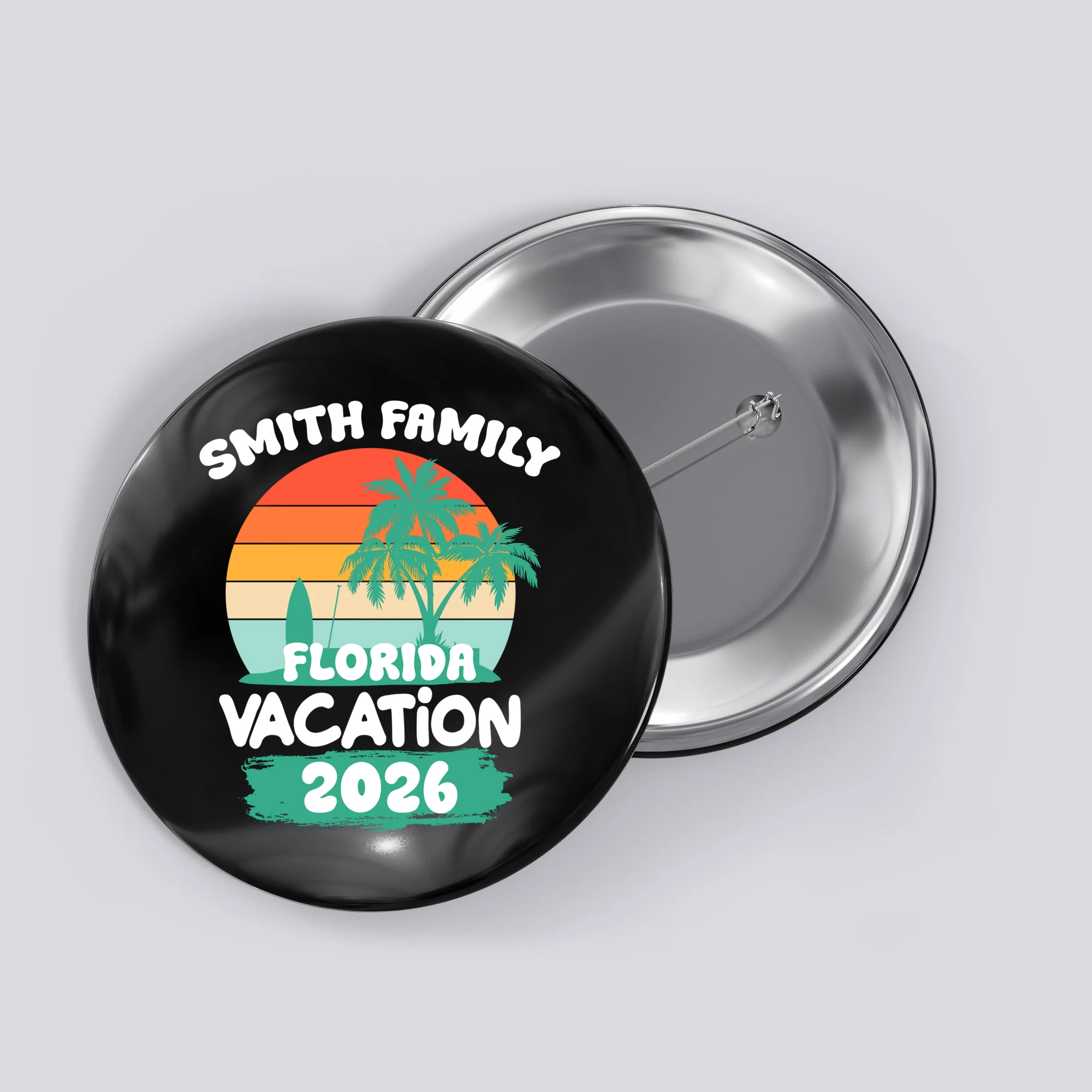 Custom Family Vacation Trip Personalized Button - Front