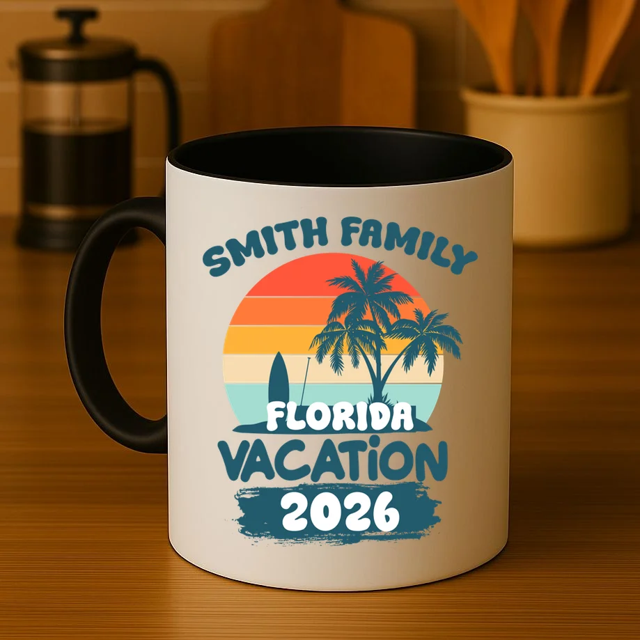 Custom Family Vacation Trip Personalized Coffee Mug - Front 3