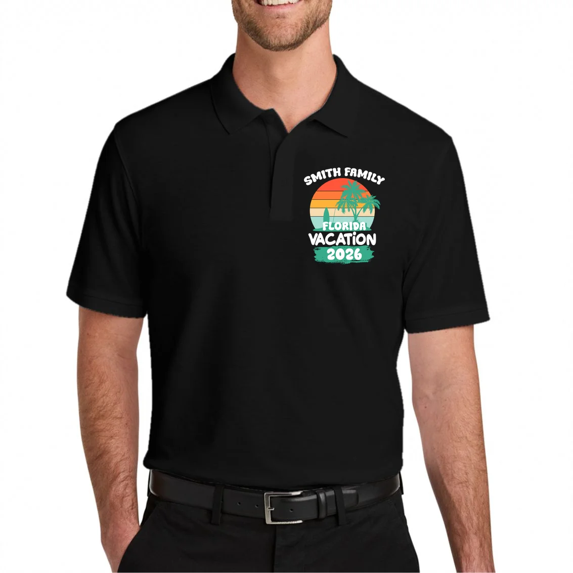 Custom Family Vacation Trip Personalized Men's Polo - Front 1