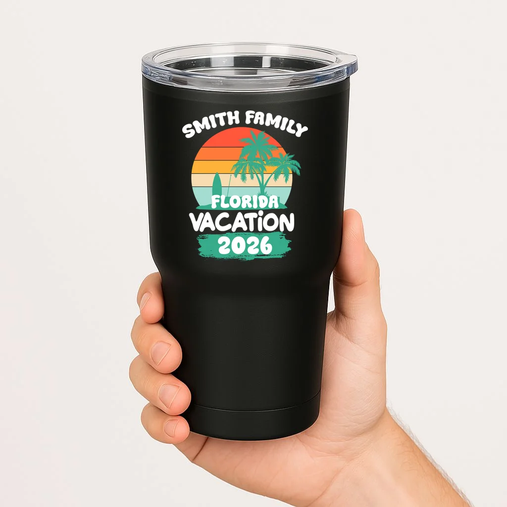Custom Family Vacation Trip Personalized 20oz Tumbler - Front 1