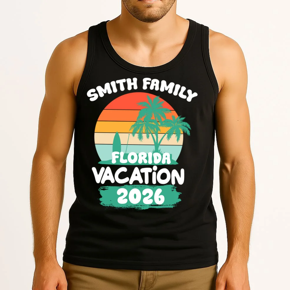 Custom Family Vacation Trip Personalized Tank Top - Front 2