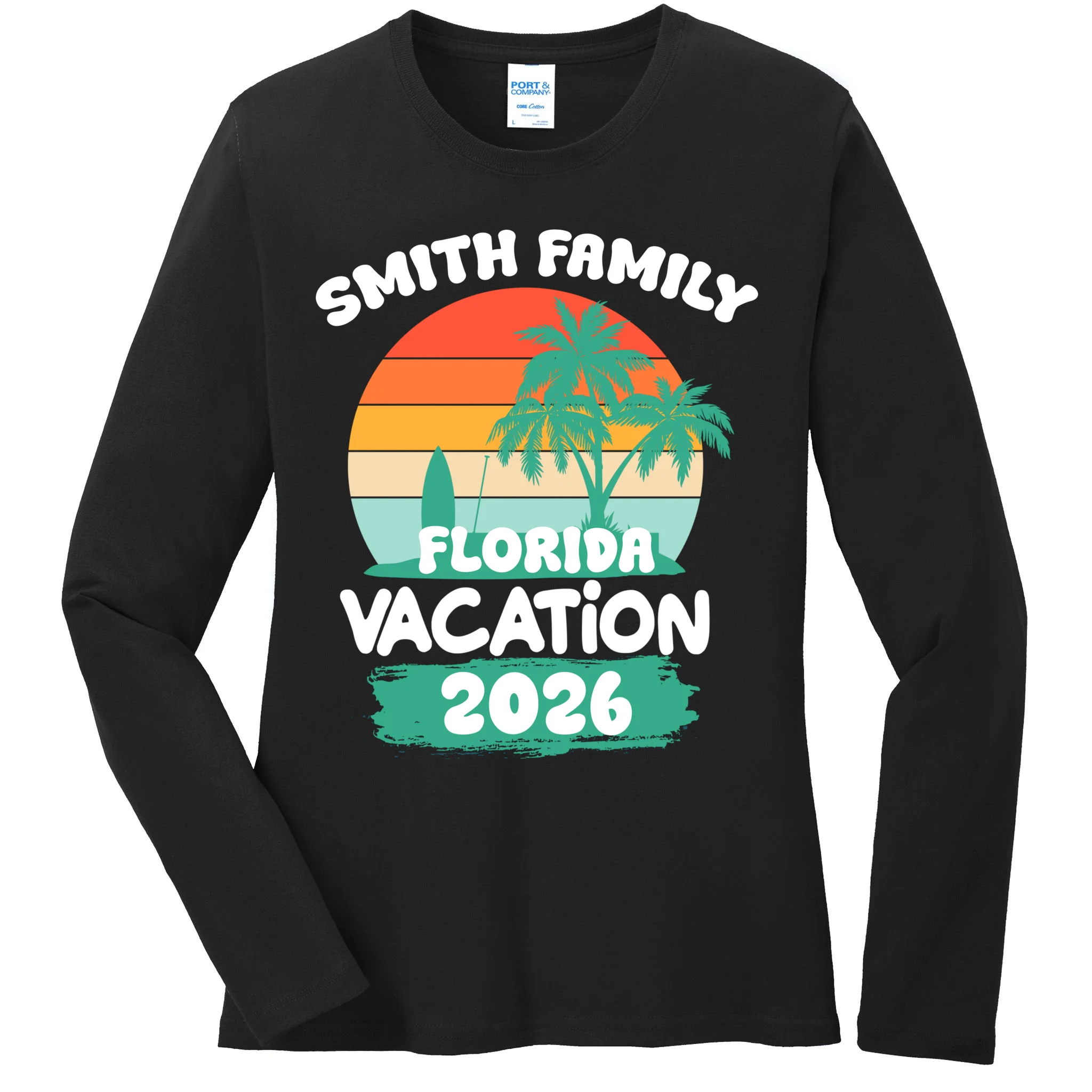 Custom Family Vacation Trip Personalized Women's Long Sleeve Shirt - Front