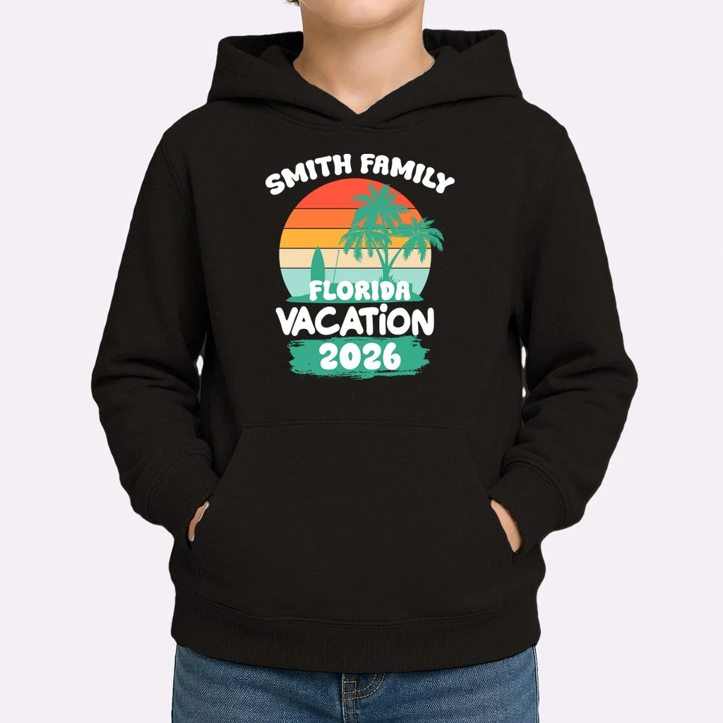 Custom Family Vacation Trip Personalized Kids Hoodie - Front 1