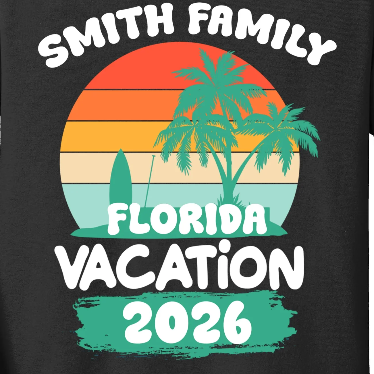 Custom Family Vacation Trip Personalized Kids Long Sleeve Shirt - Front - Close-up