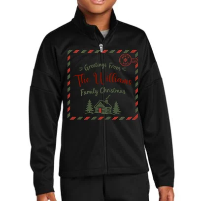 Custom Personalized  “Greetings From” Family Christmas Name Kids Jacket Front