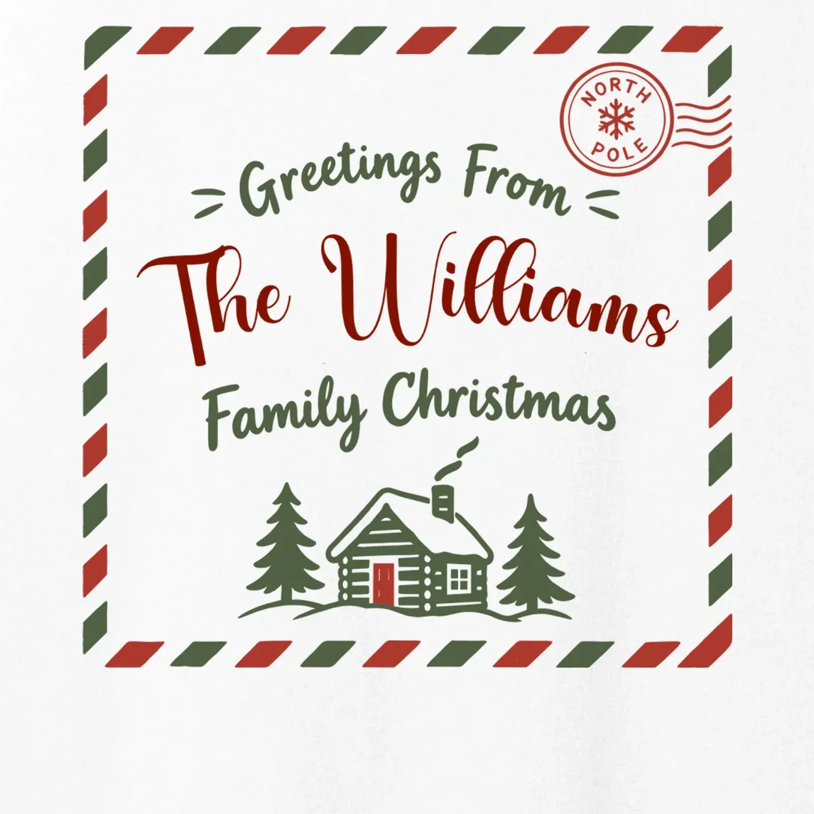 Custom Personalized “Greetings From” Family Christmas Name Women's Tank Top - Front - Close-up