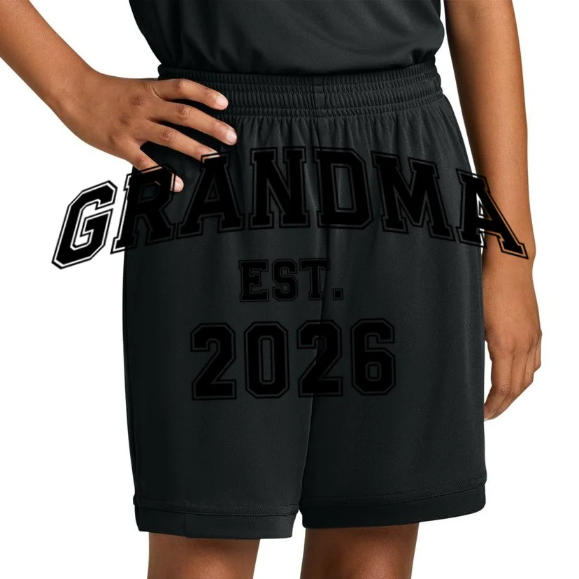 Custom Grandma, Grandpa, Mom, Dad Est. 2026 Custom Text and YearKids Shorts - Front 1