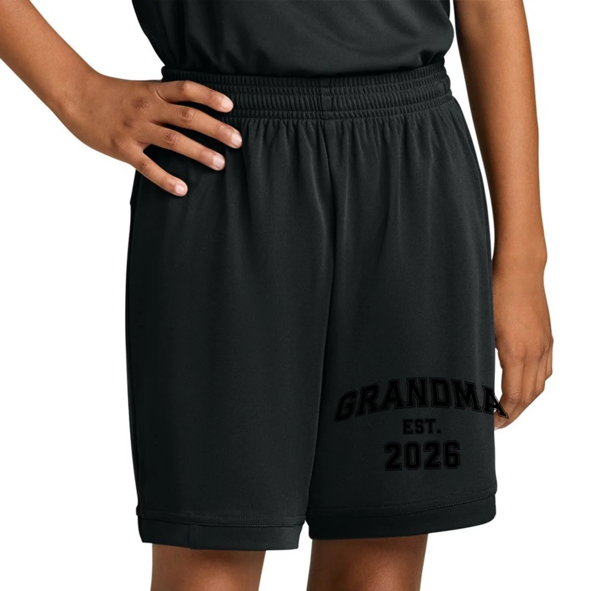 Custom Grandma, Grandpa, Mom, Dad Est. 2026 Custom Text and YearKids Shorts - Front 1