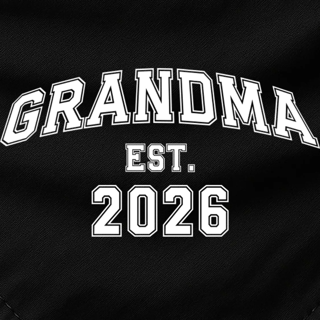 Custom Grandma, Grandpa, Mom, Dad Est. 2026 Custom Text and YearDog Bandana - Front - Close-up