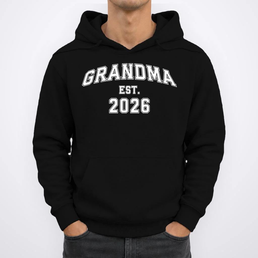 Custom Grandma, Grandpa, Mom, Dad Est. 2026 Custom Text and YearHoodie - Front 1