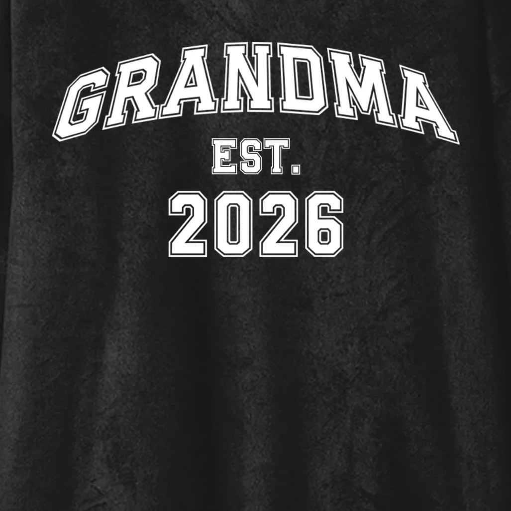 Custom Grandma, Grandpa, Mom, Dad Est. 2026 Custom Text and YearHooded Blanket - Front - Close-up