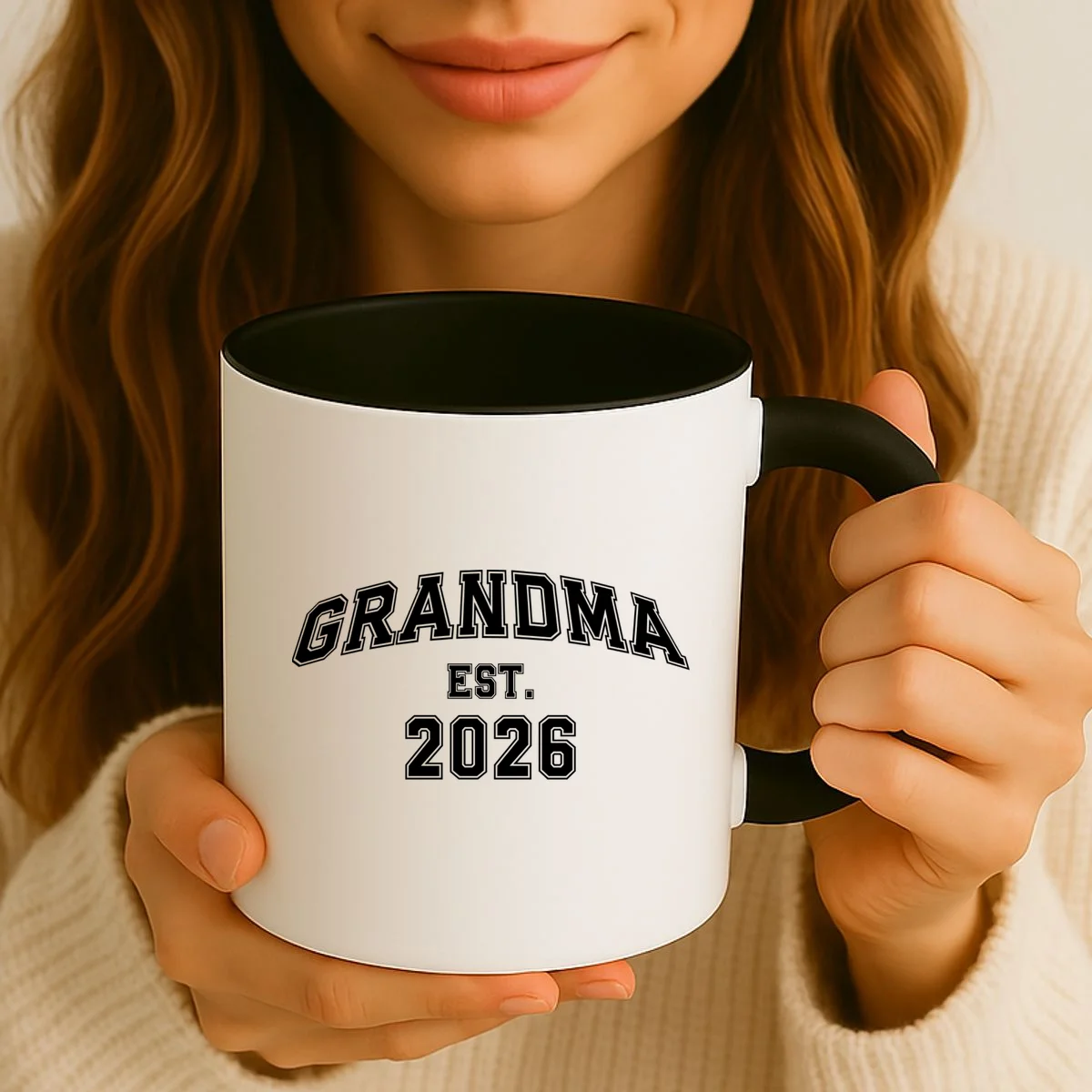 Custom Grandma, Grandpa, Mom, Dad Est. 2026 Custom Text and YearCoffee Mug - Front 2