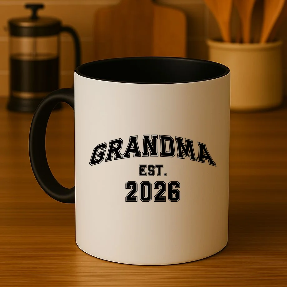 Custom Grandma, Grandpa, Mom, Dad Est. 2026 Custom Text and YearCoffee Mug - Front 3