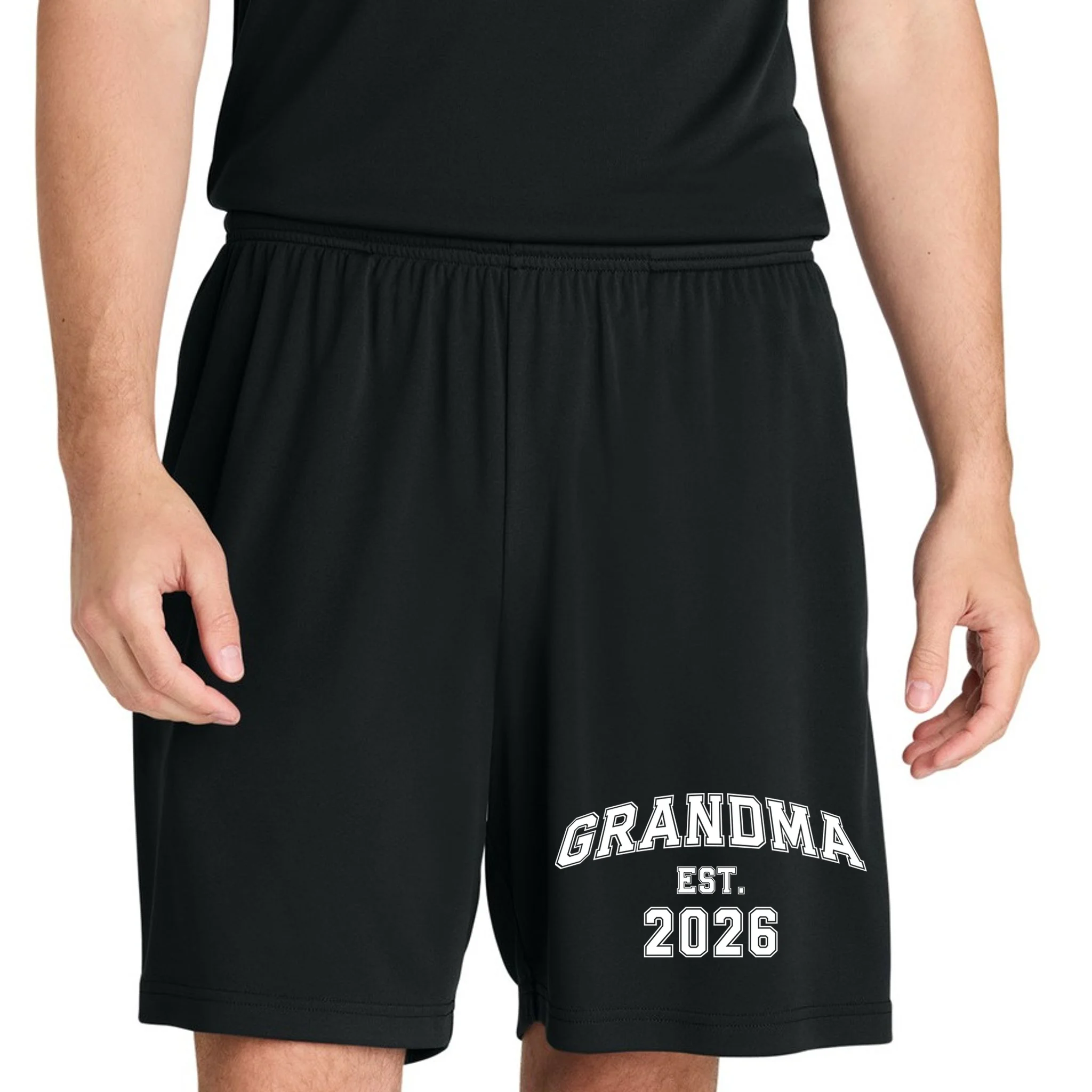 Custom Grandma, Grandpa, Mom, Dad Est. 2026 Custom Text and YearMen's Shorts - Front 1