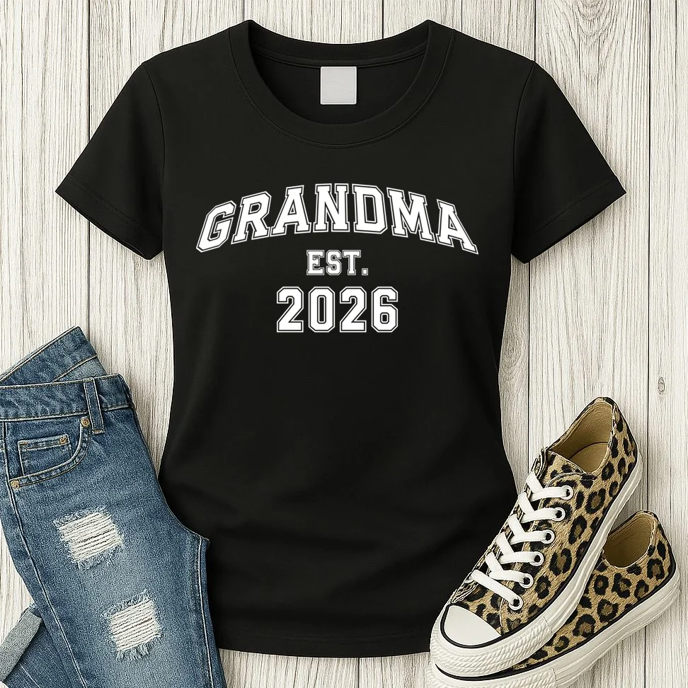 Custom Grandma, Grandpa, Mom, Dad Est. 2026 Custom Text and YearWomen's T-Shirt - Front 2