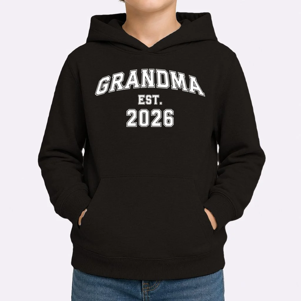 Custom Grandma, Grandpa, Mom, Dad Est. 2026 Custom Text and YearKids Hoodie - Front 1