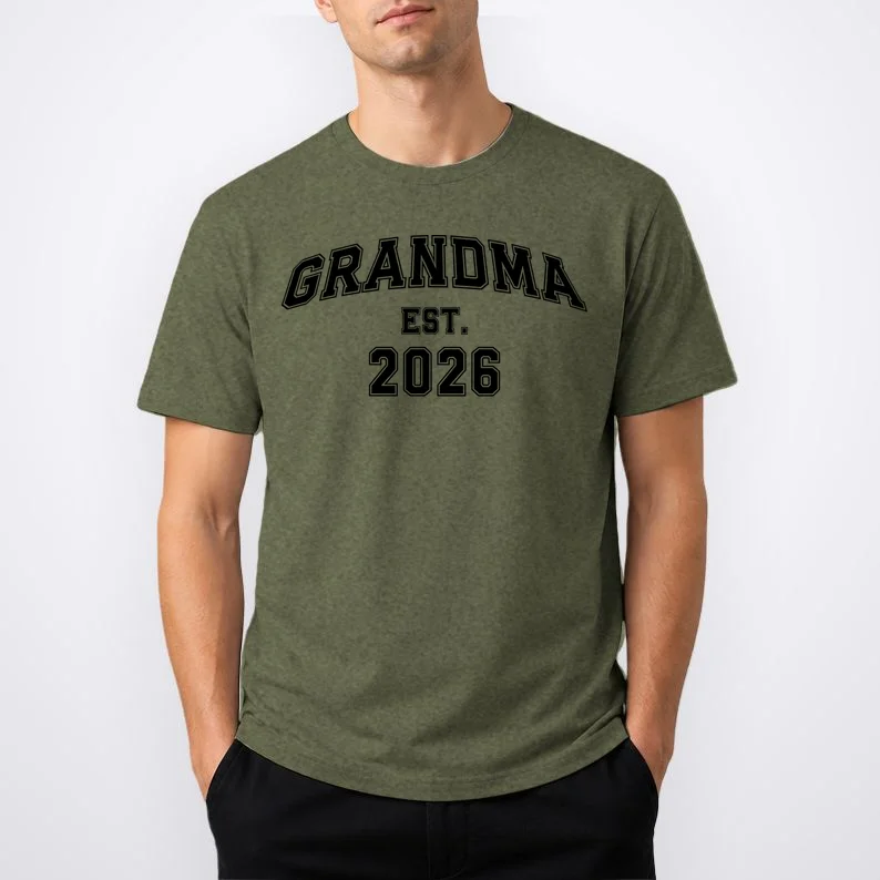 Custom Grandma, Grandpa, Mom, Dad Est. 2026 Custom Text and YearT-Shirt - Front 1