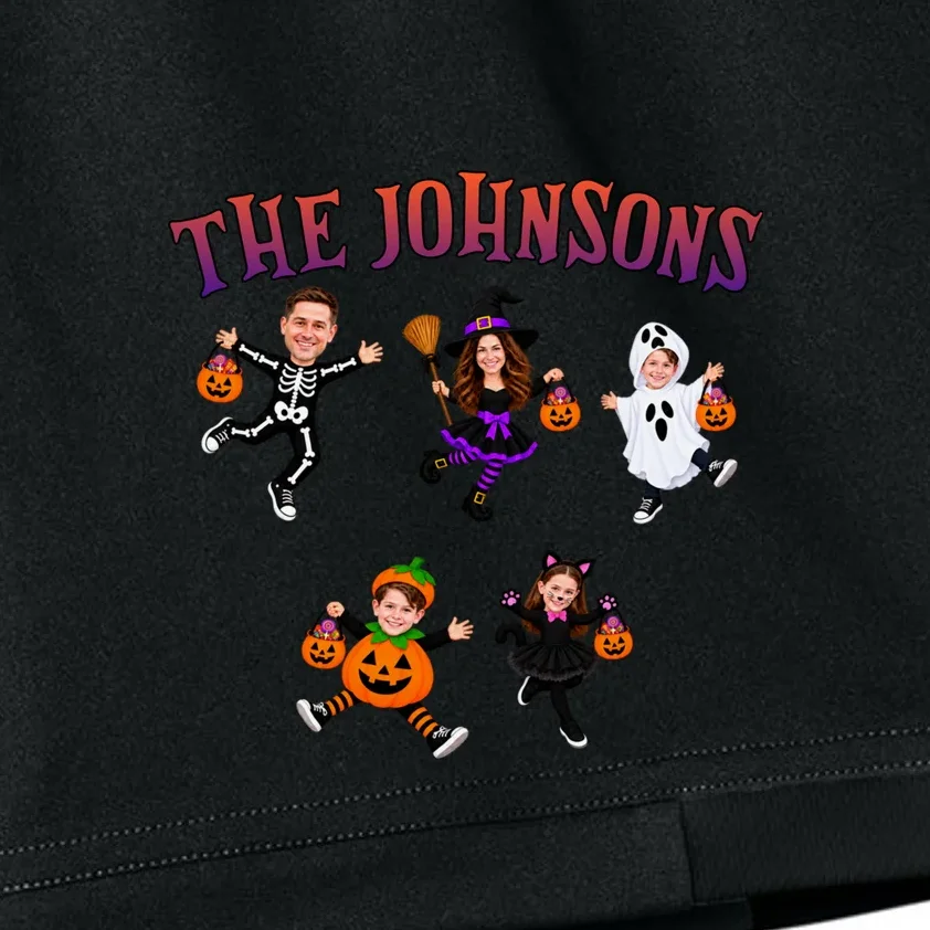 Personalized Halloween Family Photo Kids Shorts - Custom Faces & Name - Front - Close-up