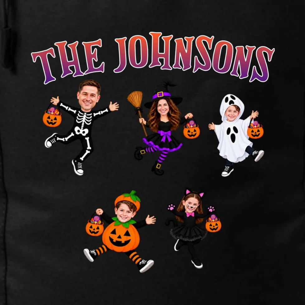 Personalized Halloween Family Photo Backpack - Custom Faces & Name - Front - Close-up