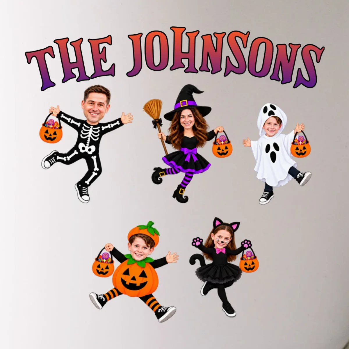 Personalized Halloween Family Photo Coffee Mug - Custom Faces & Name - Front - Close-up