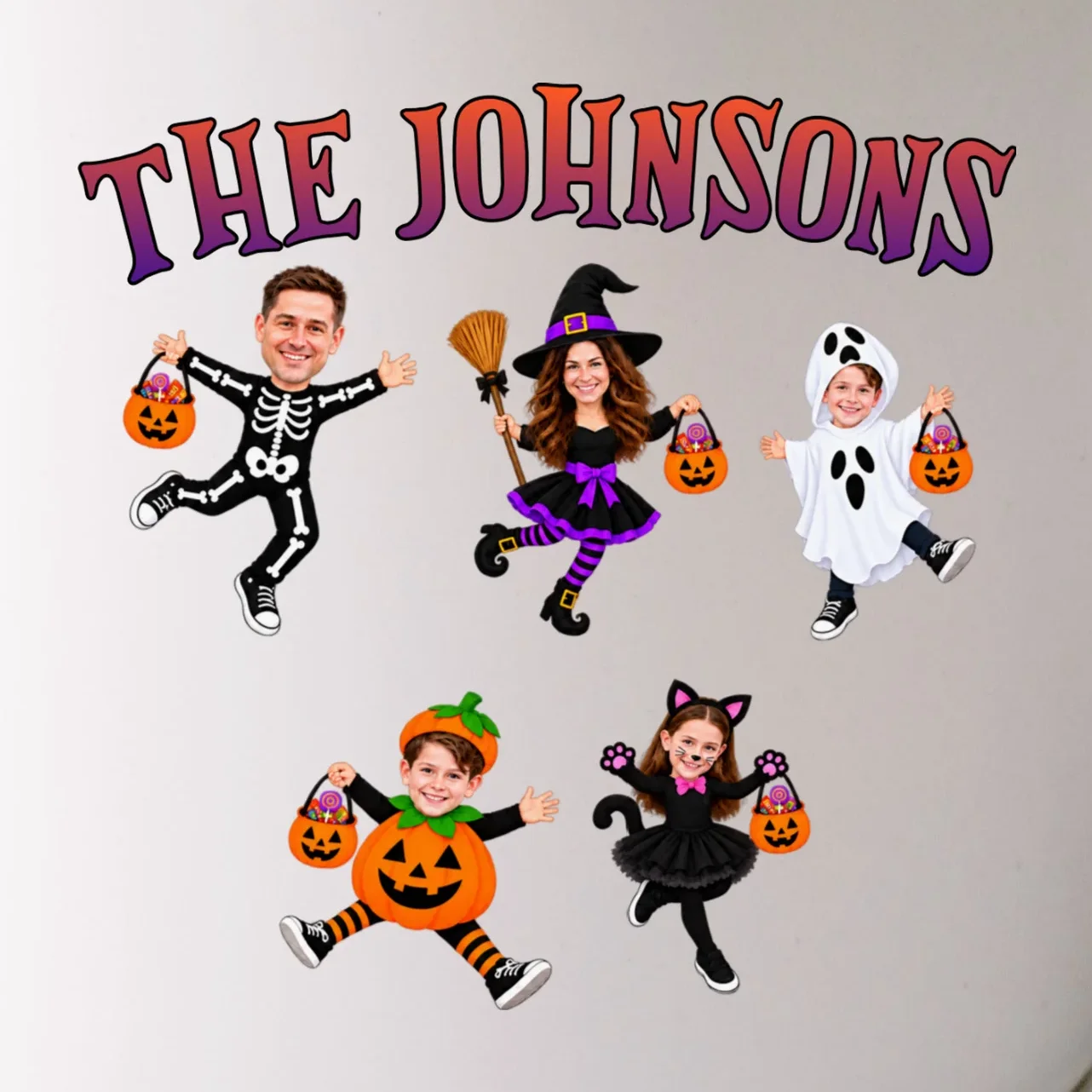 Personalized Halloween Family Photo Coffee Mug - Custom Faces & Name - Front - Close-up