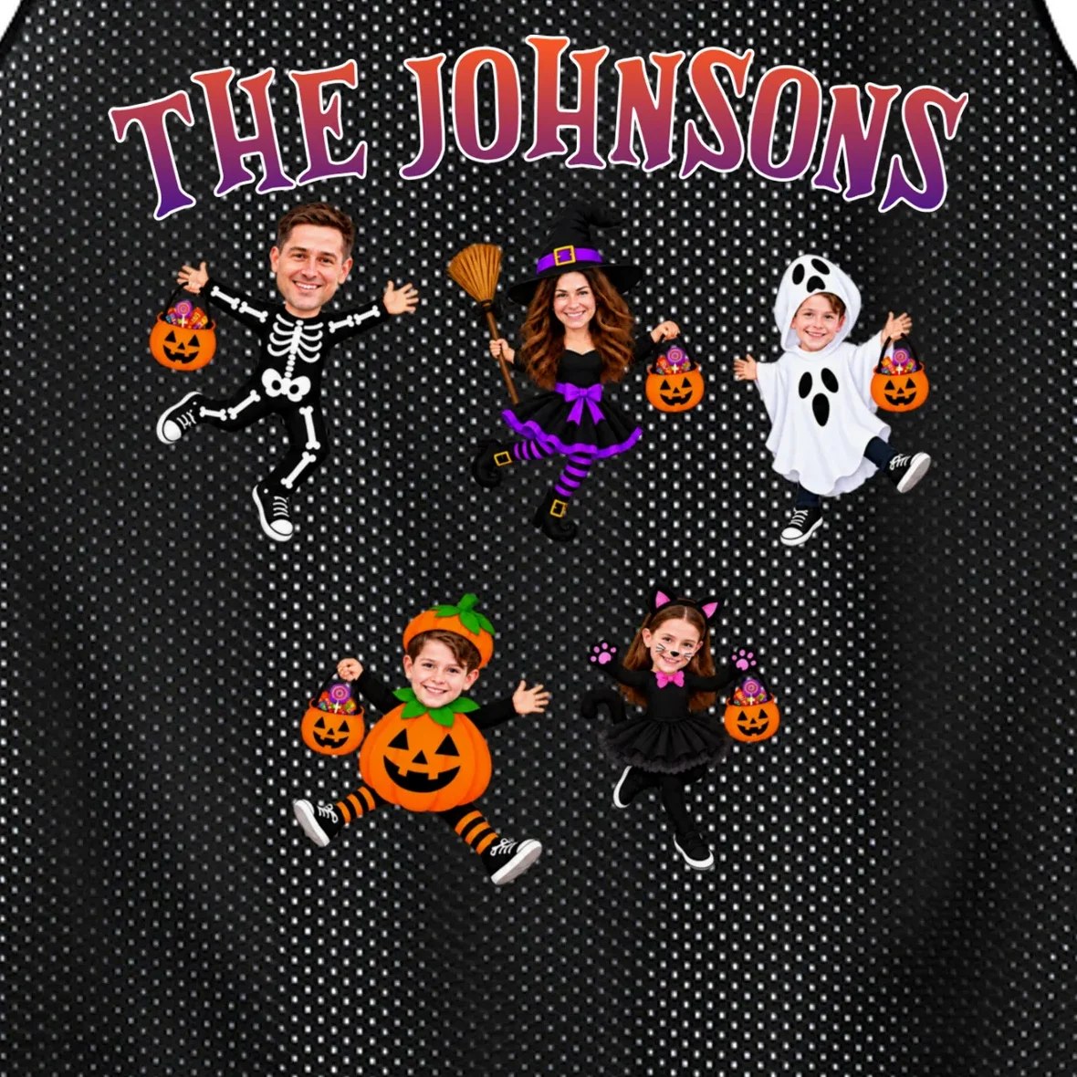 Personalized Halloween Family Photo Men's Basketball Jersey - Custom Faces & Name - Front - Close-up