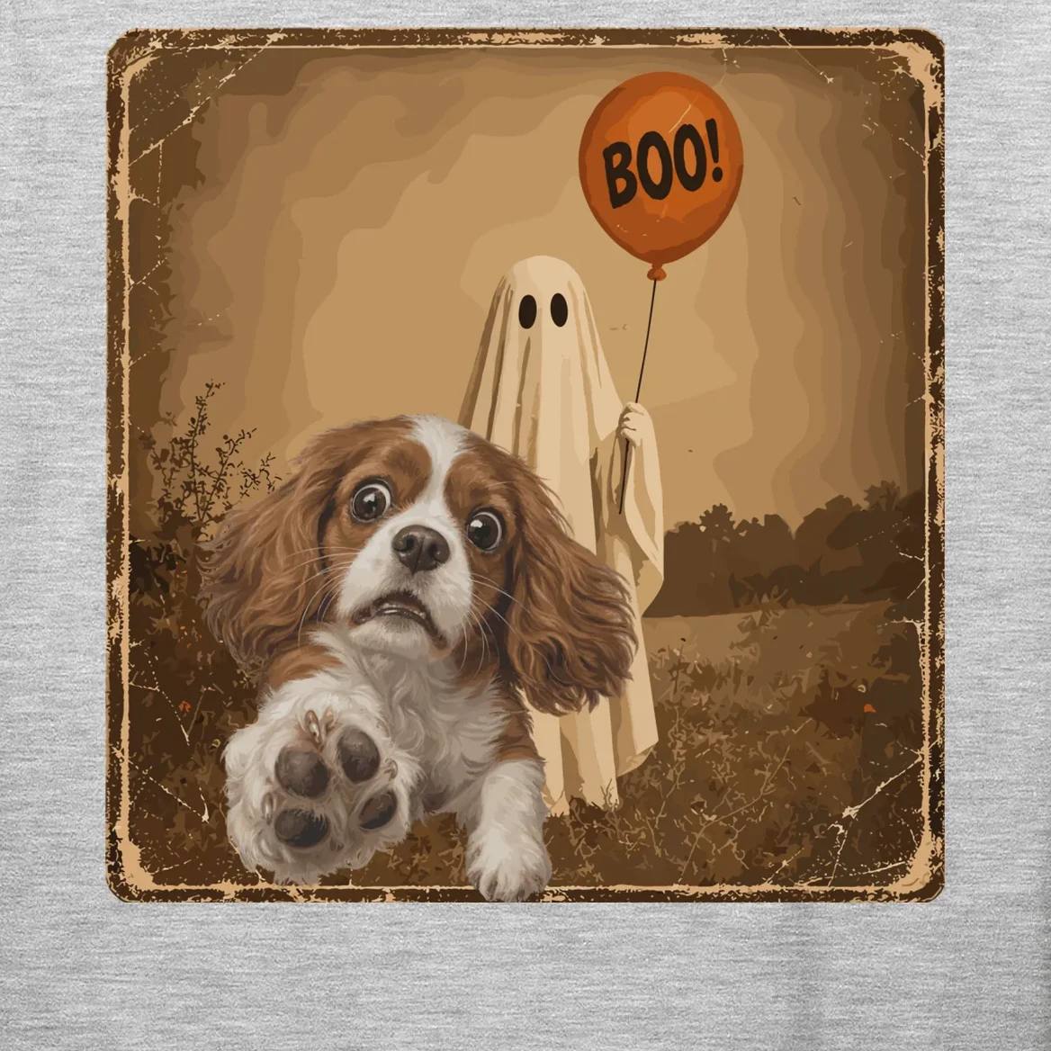 Custom Halloween Dog Portrait Personalized Pet Halloween Shirt Spooky Season Men's Long Sleeve Shirt - Front - Close-up