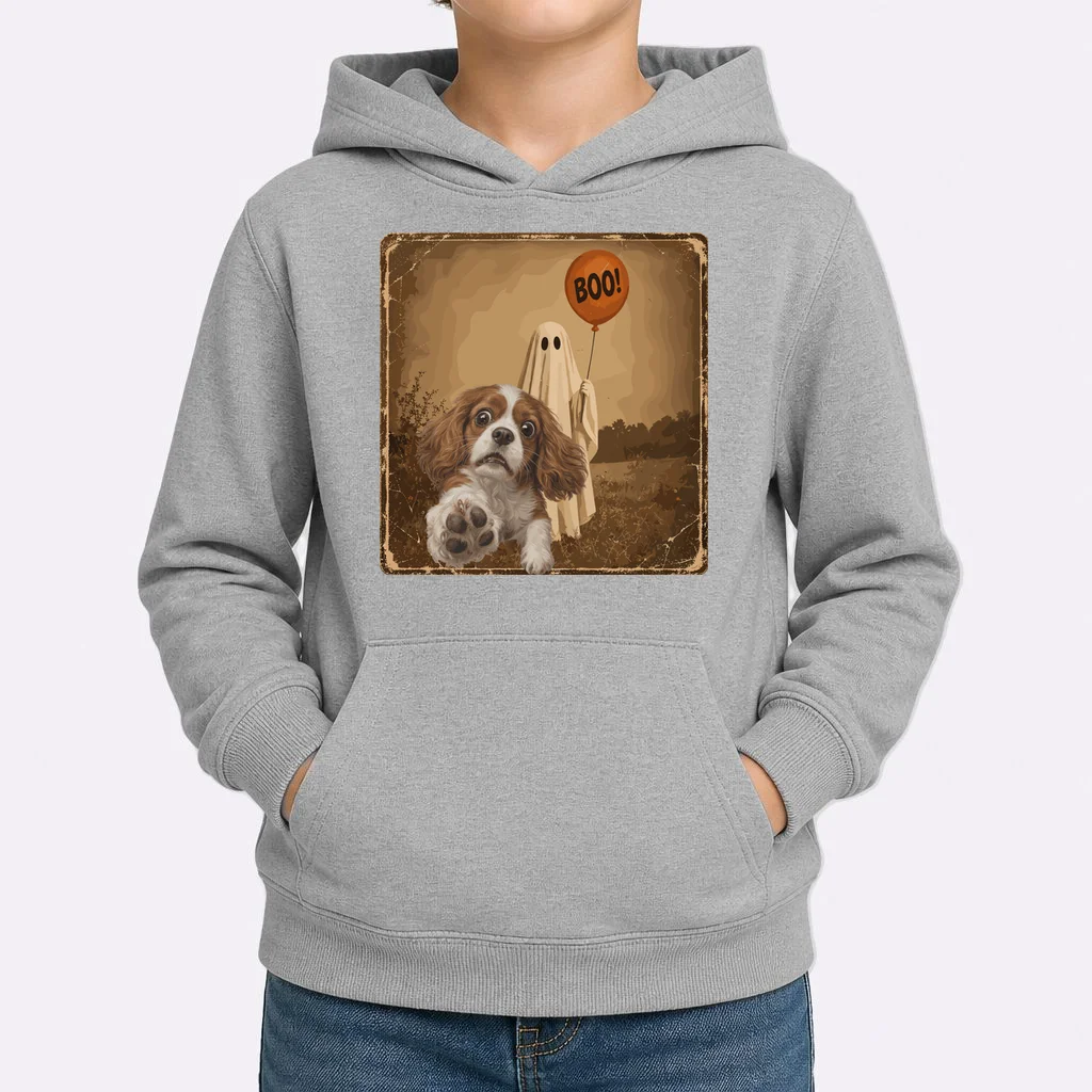 Custom Halloween Dog Portrait Personalized Pet Halloween Shirt Spooky Season Kids Hoodie - Front 1