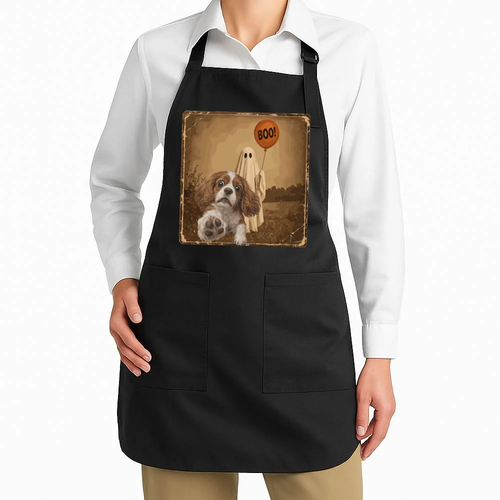 Custom Halloween Dog Portrait Personalized Pet Halloween Shirt Spooky Season Apron - Front 1