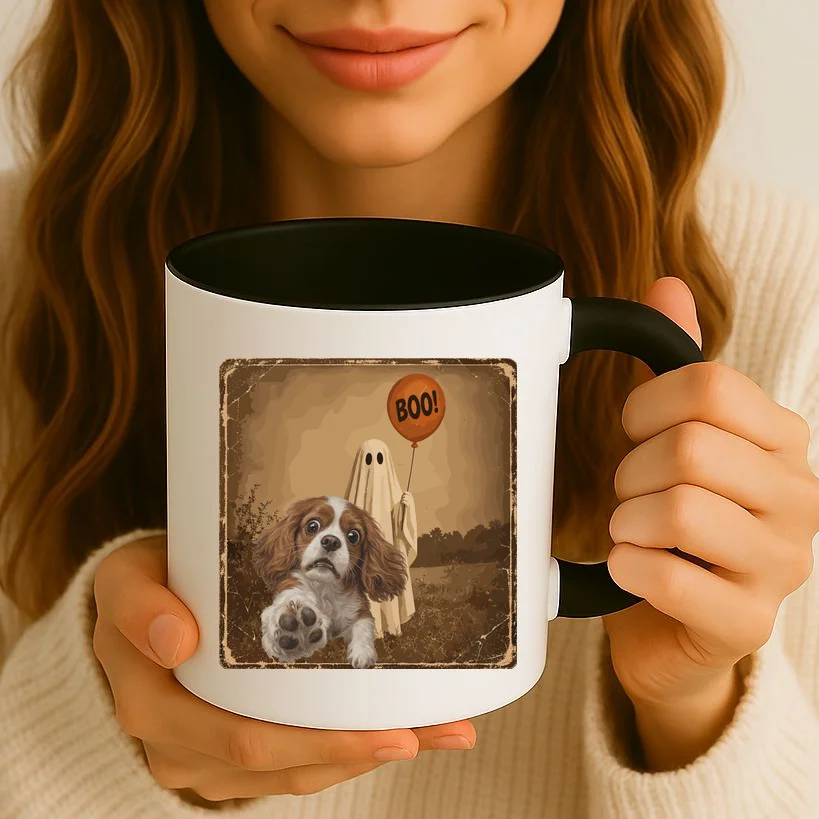 Custom Halloween Dog Portrait Personalized Pet Halloween Shirt Spooky Season Mug - Front 2