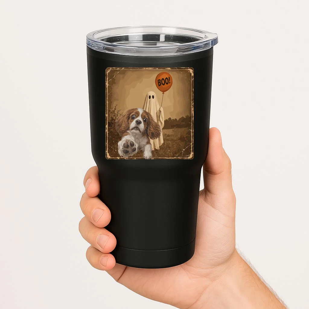 Custom Halloween Dog Portrait Personalized Pet Halloween Shirt Spooky Season 20oz Tumbler - Front 1
