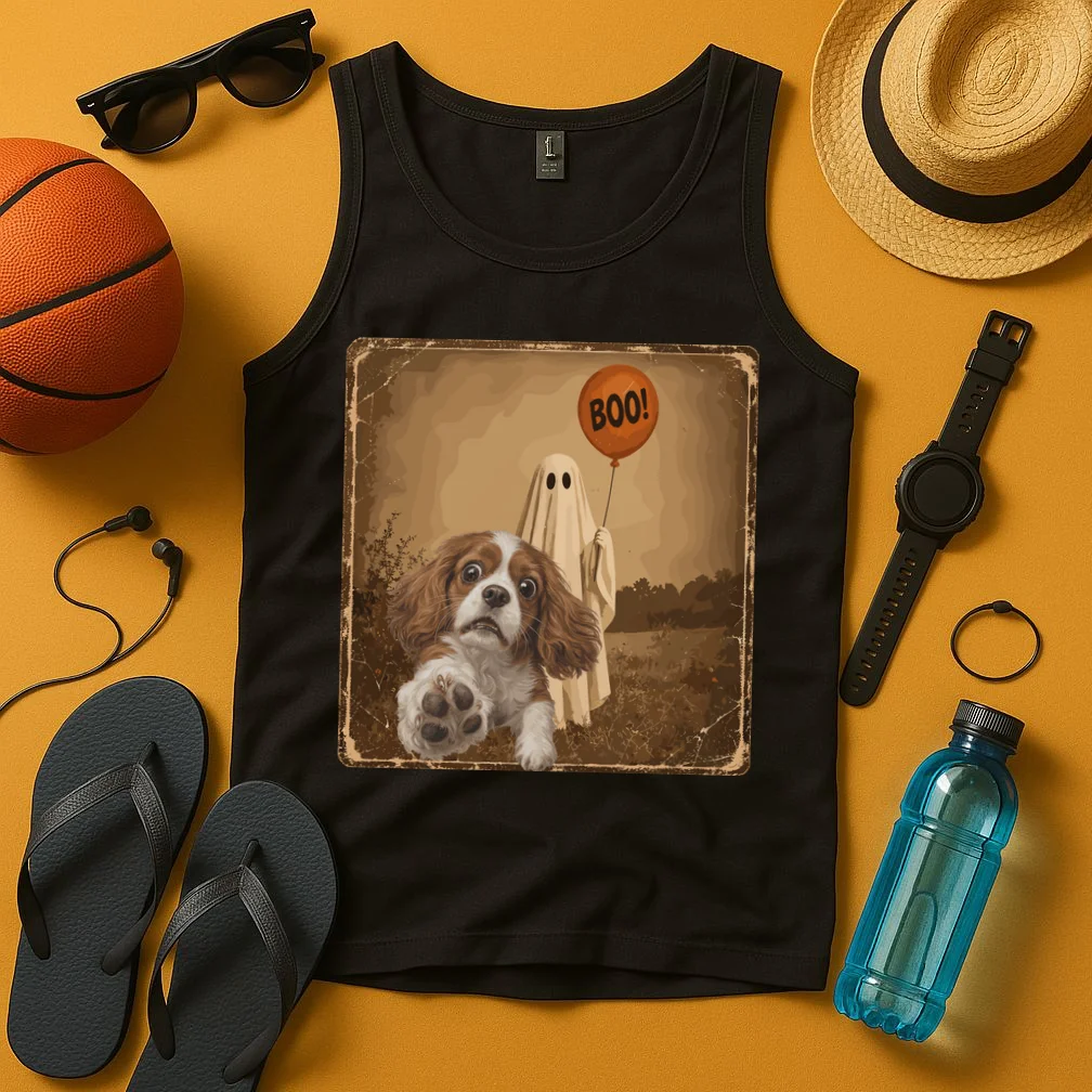 Custom Halloween Dog Portrait Personalized Pet Halloween Shirt Spooky Season Men's Tank Top - Front 3