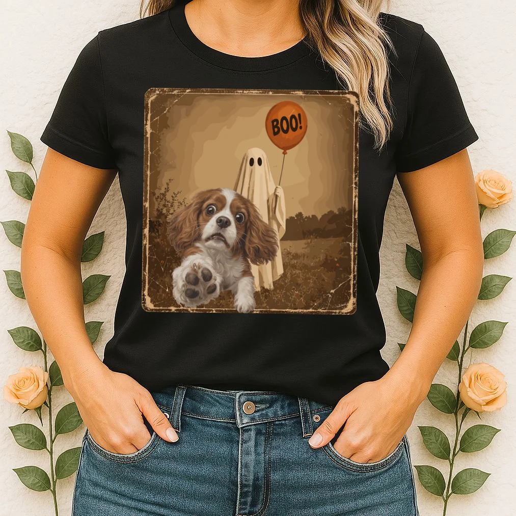 Custom Halloween Dog Portrait Personalized Pet Halloween Shirt Spooky Season Women's T-Shirt - Front 1