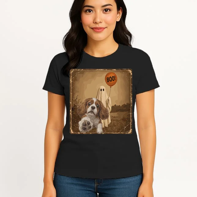 Custom Halloween Dog Portrait Personalized Pet Halloween Shirt Spooky Season Women's T-Shirt - Front 3