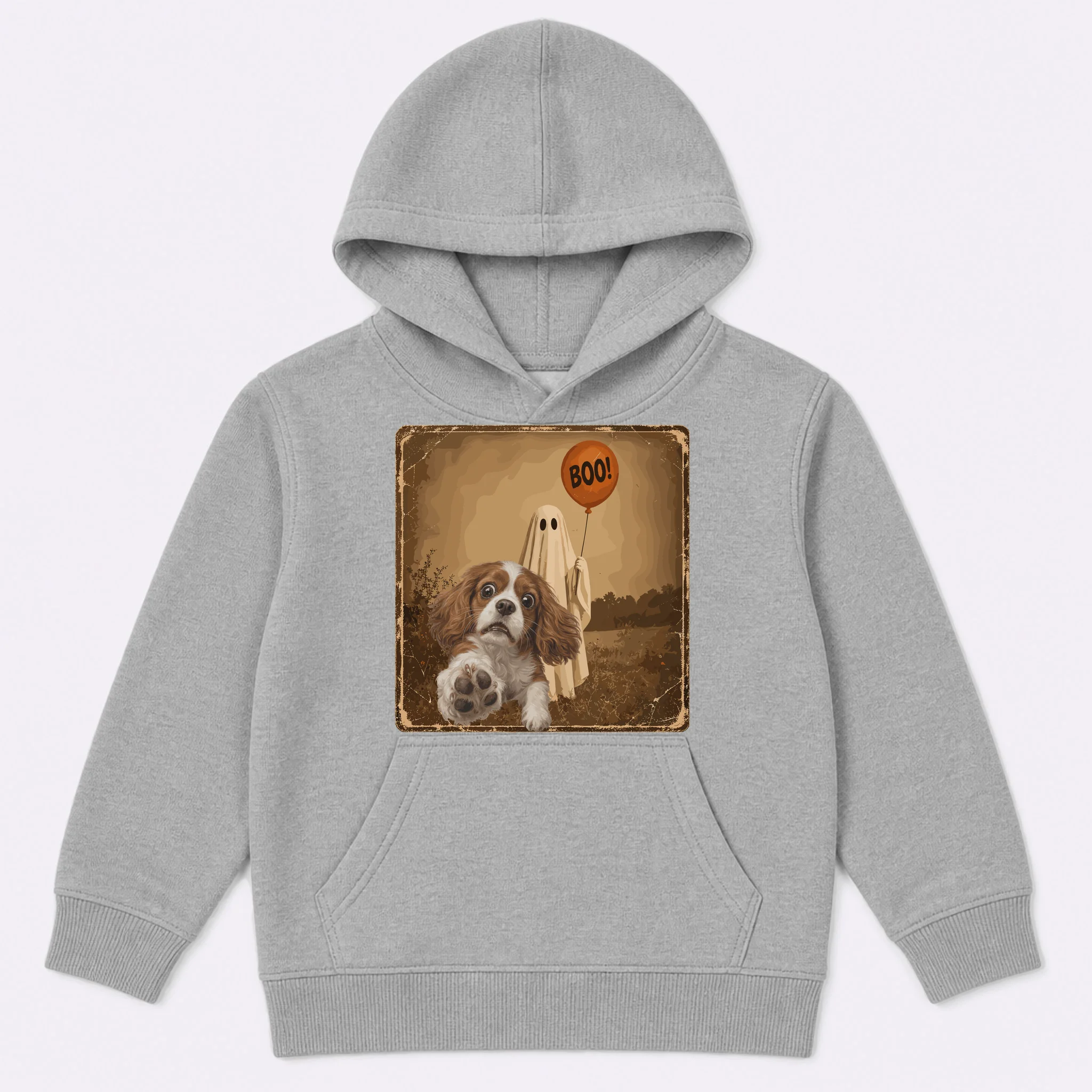 Custom Halloween Dog Portrait Personalized Pet Halloween Spooky Season Kids Hoodie - Front