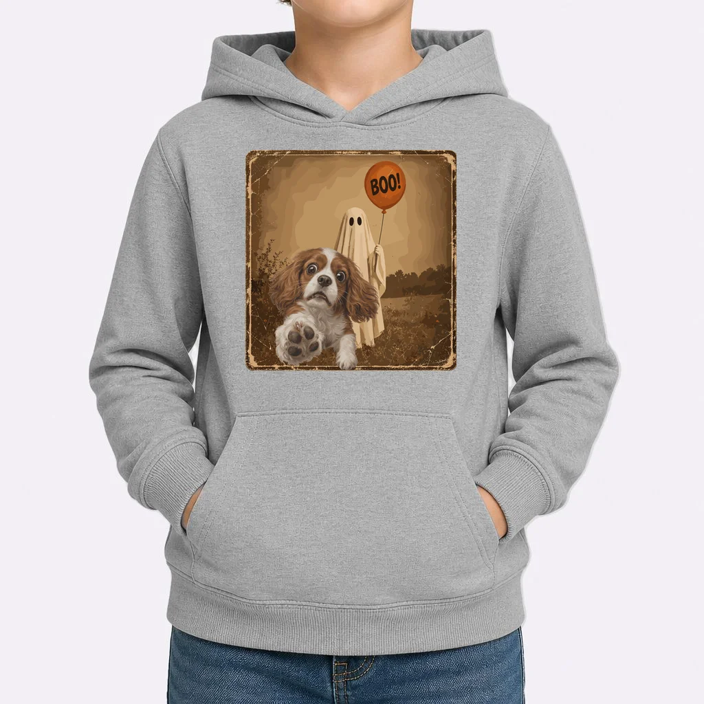 Custom Halloween Dog Portrait Personalized Pet Halloween Spooky Season Kids Hoodie - Front 1