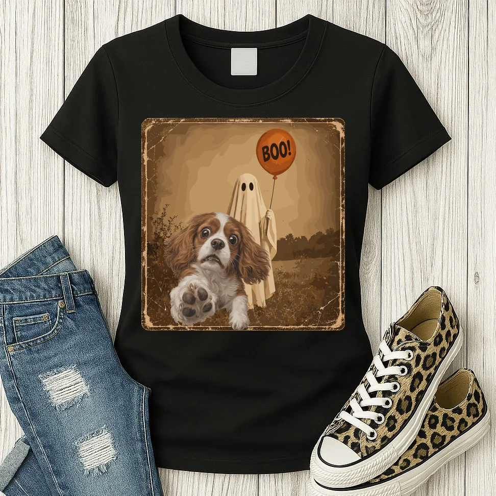 Custom Halloween Dog Portrait Personalized Pet Halloween Spooky Season Women's T-Shirt - Front 2
