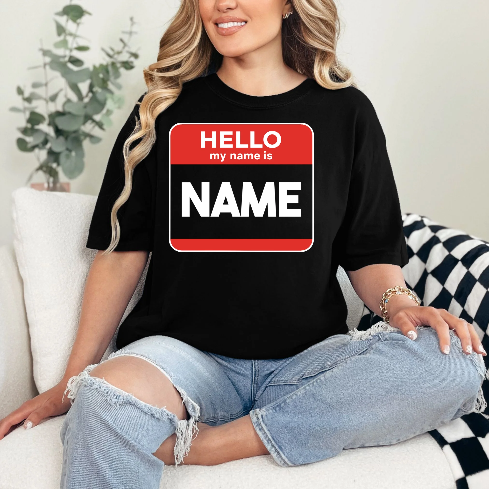 Hello My Name Is Custom Name Funny Personalized T-Shirt - Front 1