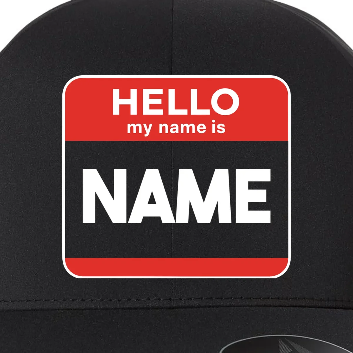 Hello My Name Is Custom Name Funny Personalized Flexfit Men's Snapback Hat - Front - Close-up