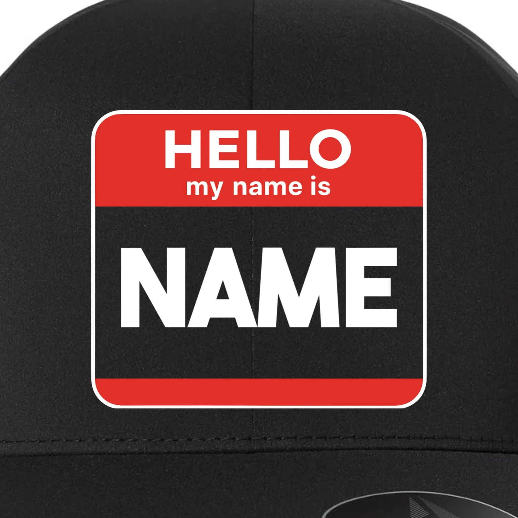 Hello My Name Is Custom Name Funny Personalized Flexfit Men's Snapback Hat - Front - Close-up