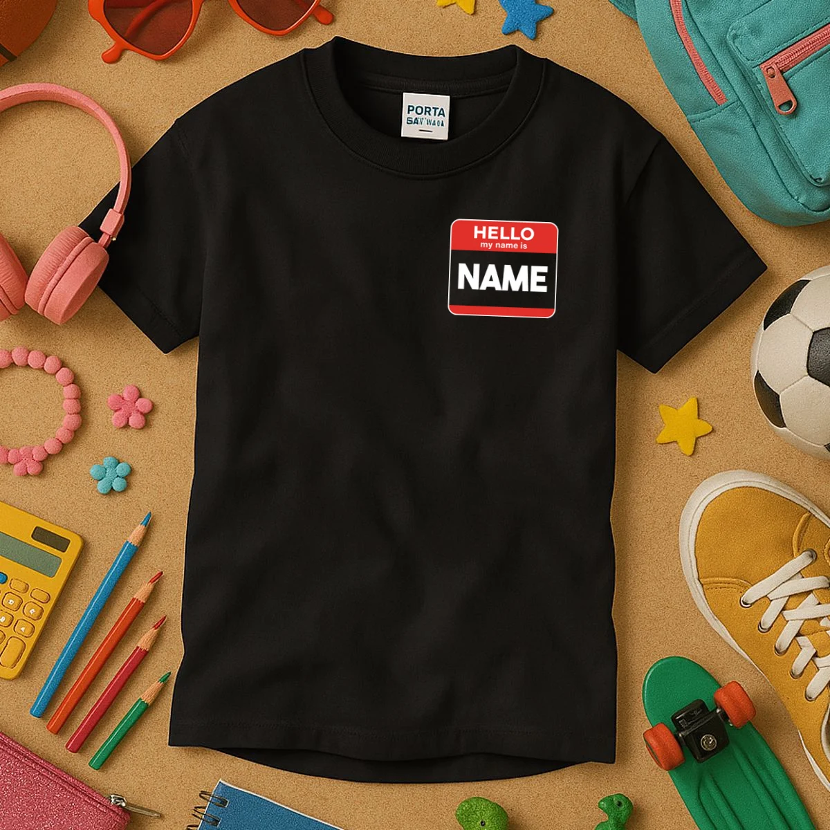Hello My Name Is Custom Name Funny Personalized Kids T-Shirt - Front 2
